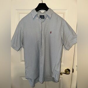 Ralph Lauren Navy and White Striped Seersucker Shirt